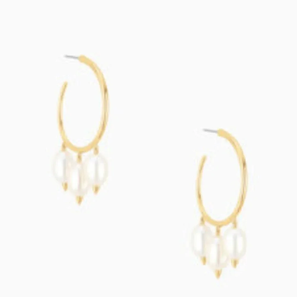 Stella & Dot x Rebecca Minkoff Natriella Pearl Hoop Earrings NEW